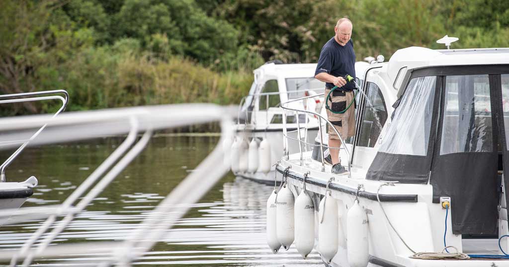 Cleaning a boat is part of Spring recommissioning